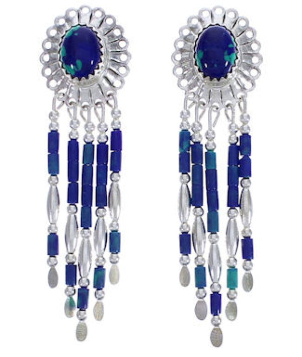 Hand Made Sterling Silver Azurite Clip On Dangle Concho Earrings CCE5A